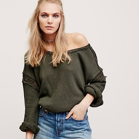 Free People cream sweater with crochet detail - Picture 5 of 5